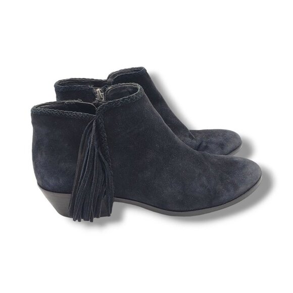 Sam Edelman Paige Bootie 6.5‎ Black Suede Fringe Ankle Zip - Picture 1 of 8